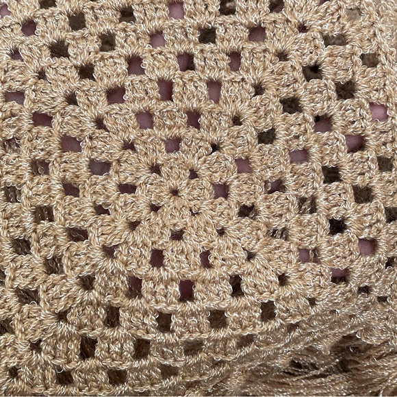 MIREMAR Natural Beige Tan Crochet Fringe Bohemian Boho Top One Size - Picture 14 of 15